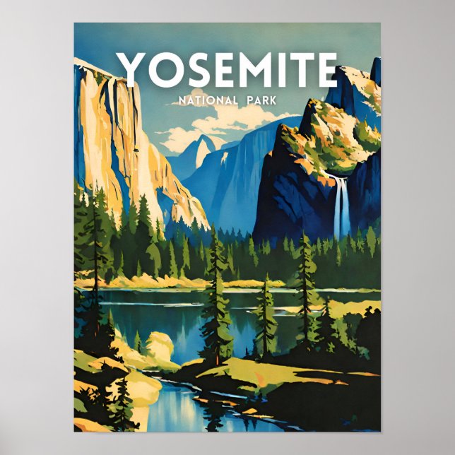 Yosemite National Park illustration retro Aestheti Poster (Front)
