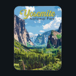 Yosemite National Park Illustration Travel Art Magnet<br><div class="desc">Yosemite vector artwork design. The park is famed for its giant,  ancient sequoia trees,  and for Tunnel View,  the iconic vista of towering Bridalveil Fall and the granite cliffs of El Capitan and Half Dome.</div>
