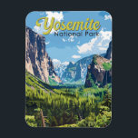 Yosemite National Park Illustration Travel Art Magnet<br><div class="desc">Yosemite vector artwork design. The park is famed for its giant,  ancient sequoia trees,  and for Tunnel View,  the iconic vista of towering Bridalveil Fall and the granite cliffs of El Capitan and Half Dome.</div>