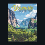 Yosemite National Park Illustration Travel Art Postcard<br><div class="desc">Yosemite vector artwork design. The park is famed for its giant,  ancient sequoia trees,  and for Tunnel View,  the iconic vista of towering Bridalveil Fall and the granite cliffs of El Capitan and Half Dome.</div>