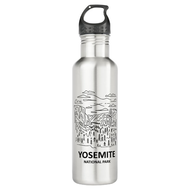 Yosemite National Park Line Art 710 Ml Water Bottle (Front)