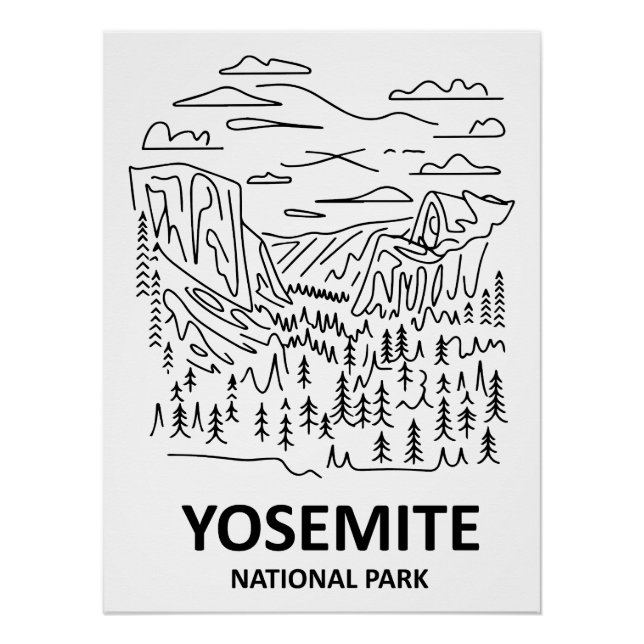 Yosemite National Park Line Art Poster (Front)