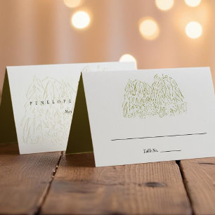 Yosemite National Park Line Art Wedding Folded Place Card