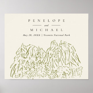 Yosemite National Park Mountain Wedding Poster