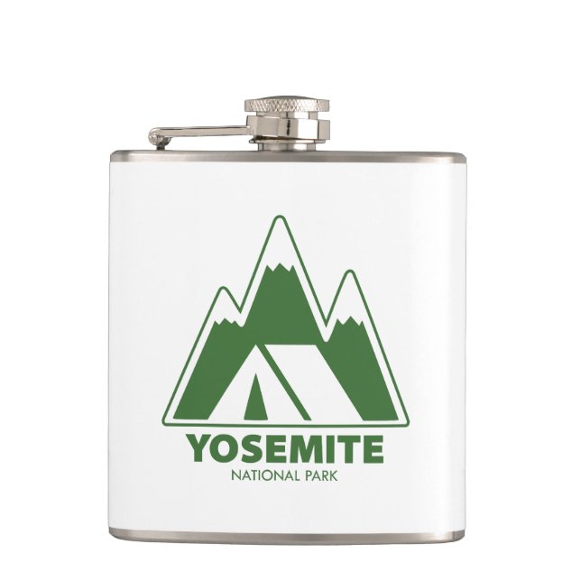 Yosemite National Park Mountains Camping Hip Flask (Front)