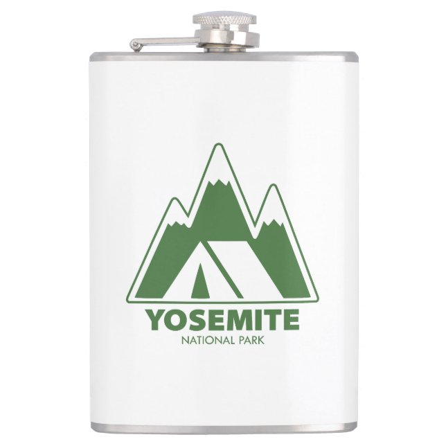 Yosemite National Park Mountains Camping Hip Flask (Front)