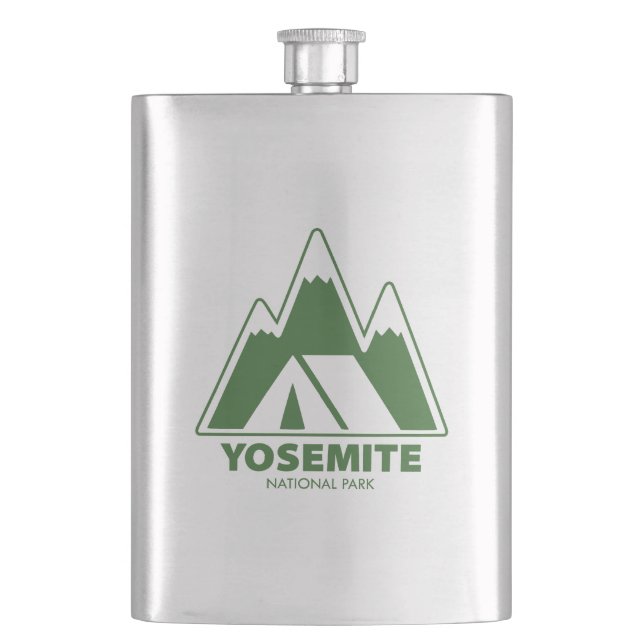 Yosemite National Park Mountains Camping Hip Flask (Front)