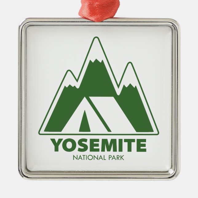 Yosemite National Park Mountains Camping Metal Tree Decoration (Front)