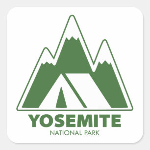 Yosemite National Park Mountains Camping Square Sticker