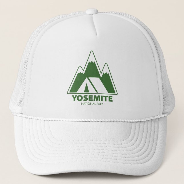 Yosemite National Park Mountains Camping Trucker Hat (Front)