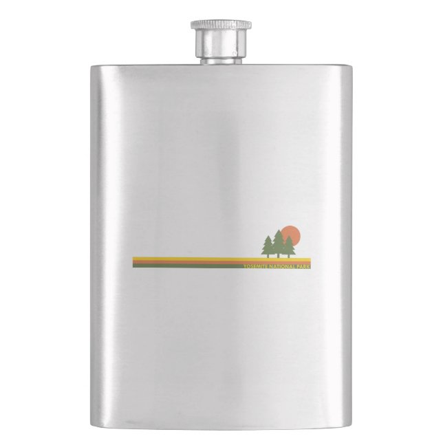 Yosemite National Park Pine Trees Sun Hip Flask (Front)