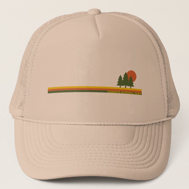 Yosemite National Park Pine Trees Sun Trucker Hat (Front)