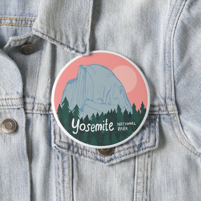 Yosemite National Park Pink Half Dome 10 Cm Round Badge (In Situ)
