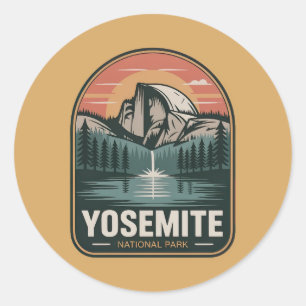Yosemite National Park Retro Badge Classic Round Sticker