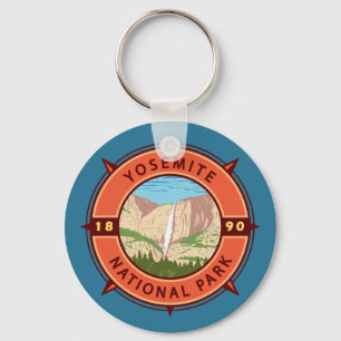 Yosemite National Park Retro Compass Emblem Key Ring