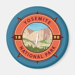 Yosemite National Park Retro Compass Emblem Magnet
