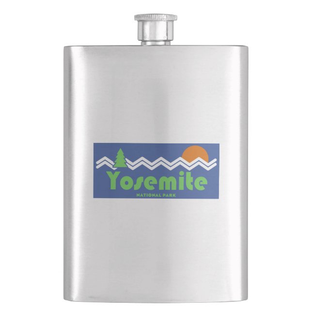 Yosemite National Park Retro Hip Flask (Front)
