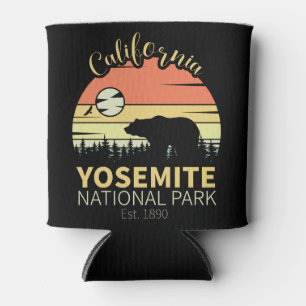 Yosemite National Park Retro Sunset Mountain Can Cooler