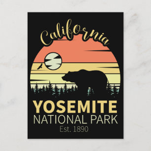 Yosemite National Park Retro Sunset Mountain Postcard