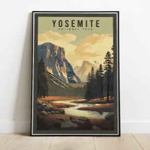 Yosemite National Park Retro Travel Poster 13x19