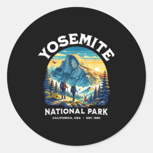 Yosemite National Park Retro Vintage Graphic Men W Classic Round Sticker