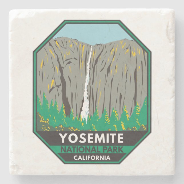 Yosemite National Park Ribbon Falls California  Stone Coaster (Front)