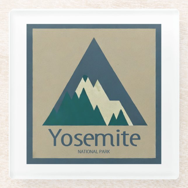 Yosemite National Park Rustic Glass Coaster (Front)