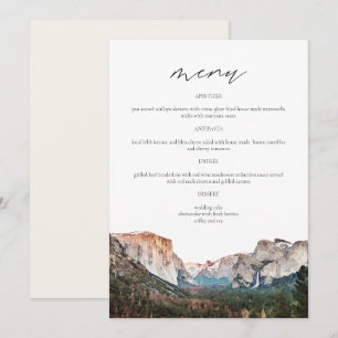 YOSEMITE National Park Skyline Watercolor Wedding Menu