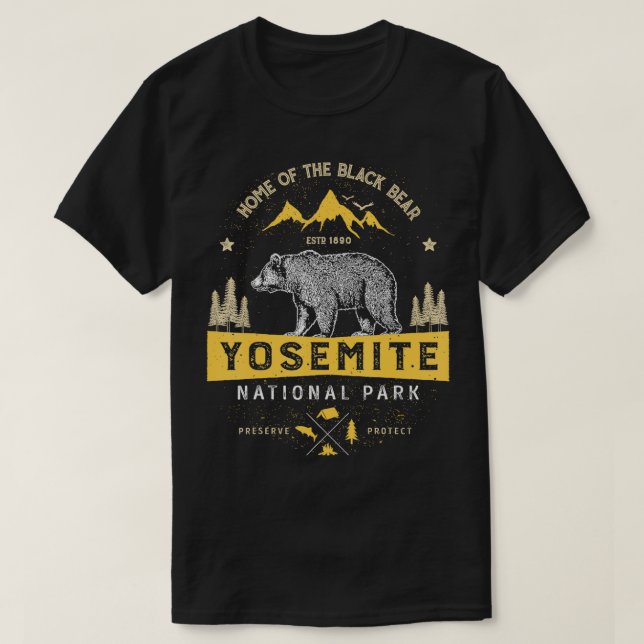 Yosemite National Park T shirt California Bear Vin (Design Front)