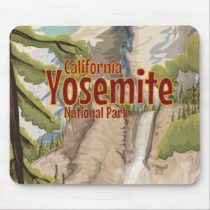 Yosemite National Park Travel Poster Mouse Mat