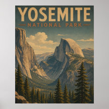 Yosemite National Park Vintage Half Dome Valley