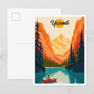 Yosemite National Park Vintage Illustration Travel Postcard