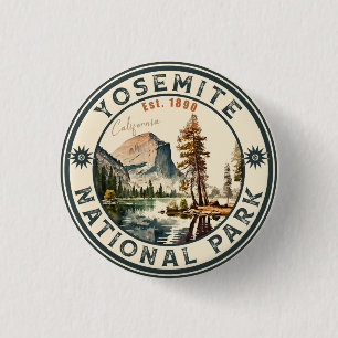 Yosemite National Park Vintage Mountain Souvenirs 3 Cm Round Badge