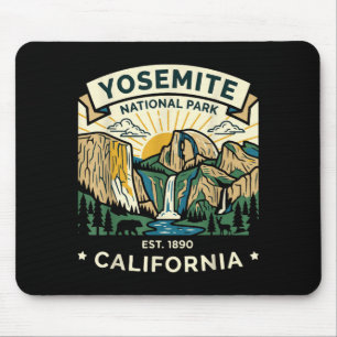 Yosemite national park vintage retro design mouse mat