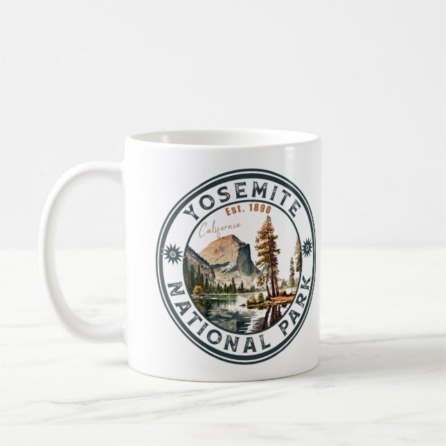 Yosemite National Park watercolor Half Dome Sunset Coffee Mug (Left)