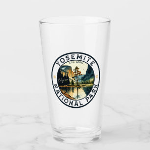 Yosemite National Park watercolor Half Dome Sunset Glass