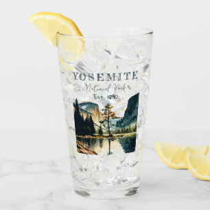Yosemite National Park watercolor Half Dome Sunset Glass