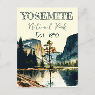 Yosemite National Park watercolor Half Dome Sunset Postcard