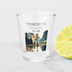 Yosemite National Park watercolor Half Dome Sunset Shot Glass