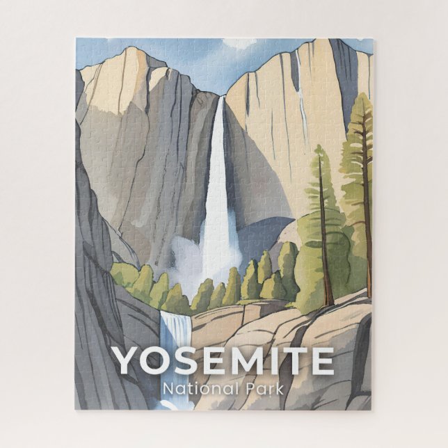 Yosemite National Park | Watercolor Travel Jigsaw Puzzle (Vertical)
