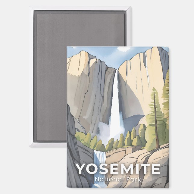 Yosemite National Park | Watercolor Travel Magnet (Front/Back)