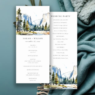 Yosemite National Park Watercolor Wedding Program Invitation