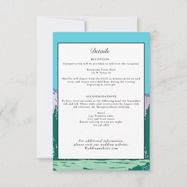 Yosemite National Park Wedding Details Retro Invitation (Front)
