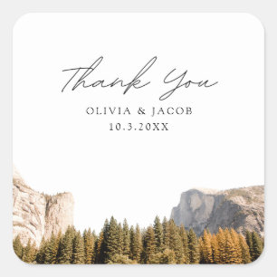 Yosemite National Park Wedding Favour Thank You Square Sticker