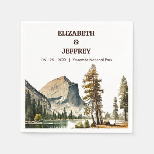 Yosemite National Park Wedding Watercolor Napkin