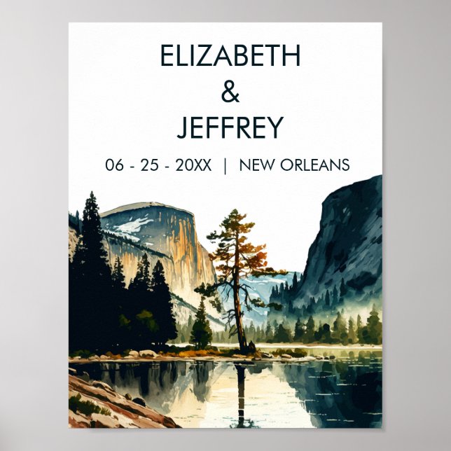 Yosemite National Park Wedding Watercolor Poster (Front)