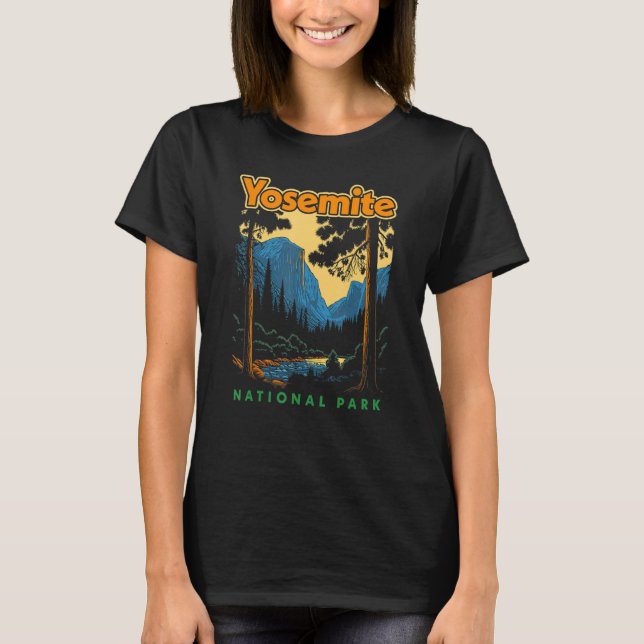 Yosemite National Park Yosemite Valley Retro 80s T-Shirt (Front)