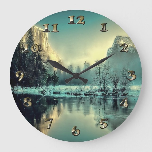 Yosemite Park Sunrise Large Clock (Front)