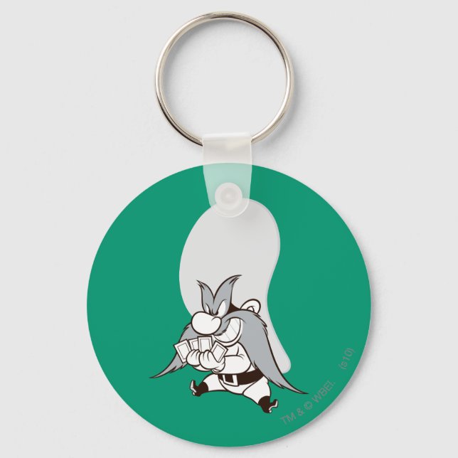 Yosemite Sam Playing Cards Key Ring (Front)
