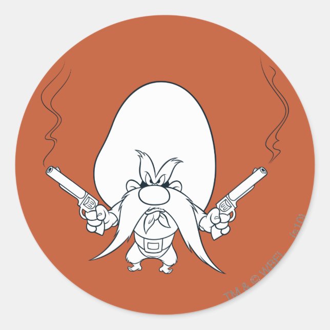 Yosemite Sam Smoking Guns Classic Round Sticker (Front)